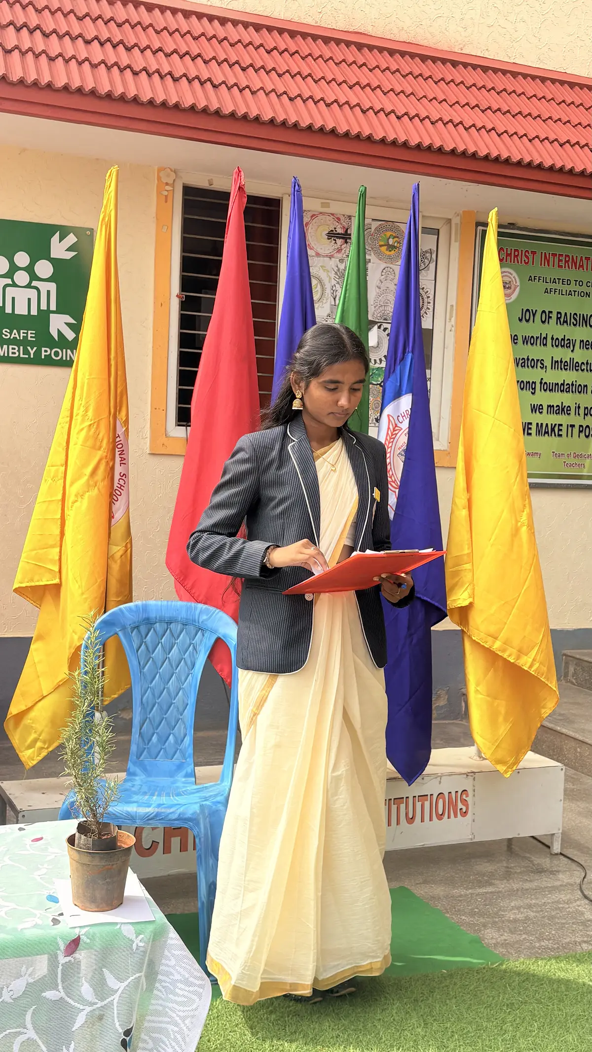 teacher reading notice